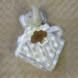 Baby Essentials Gray White Elephant Lovey Security Blanket Polka Dots Patchwork
